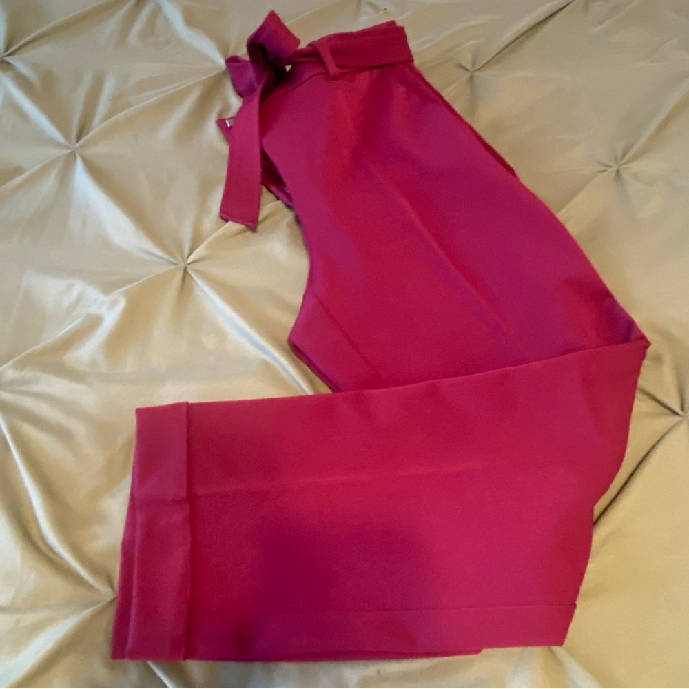 LOFT cranberry Wide-Leg Trousers with High-Waist Tie